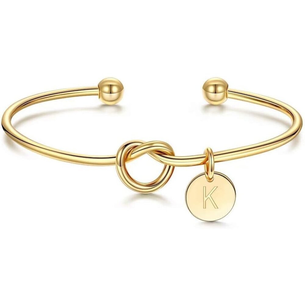 Gold Initial Bracelets for Women - Dainty Tie the Knot Letter A-Z Initial Bracel
